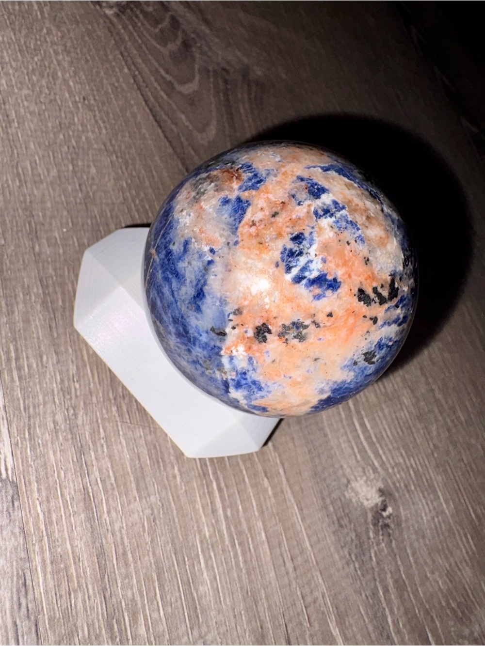 Blue and Orange Decorative Stone Sphere - Natural Home Art Accent